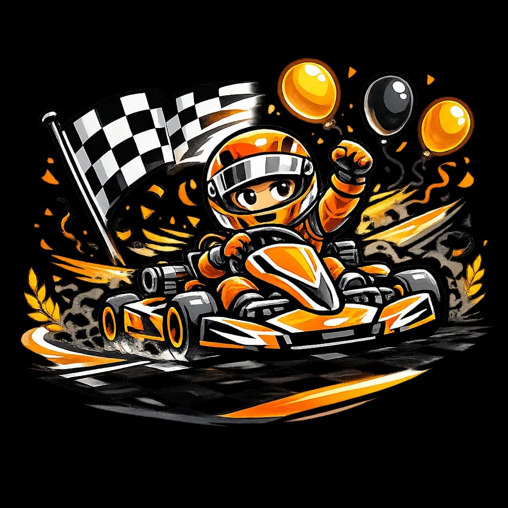 Geburtstag auf der Kartbahn Illustration